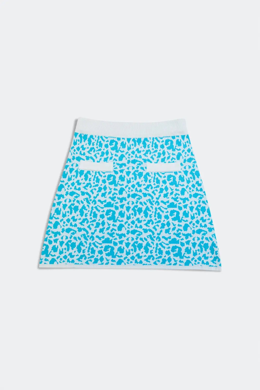 Lightweight knit mini skirt in turquoise animal print - Skirts
