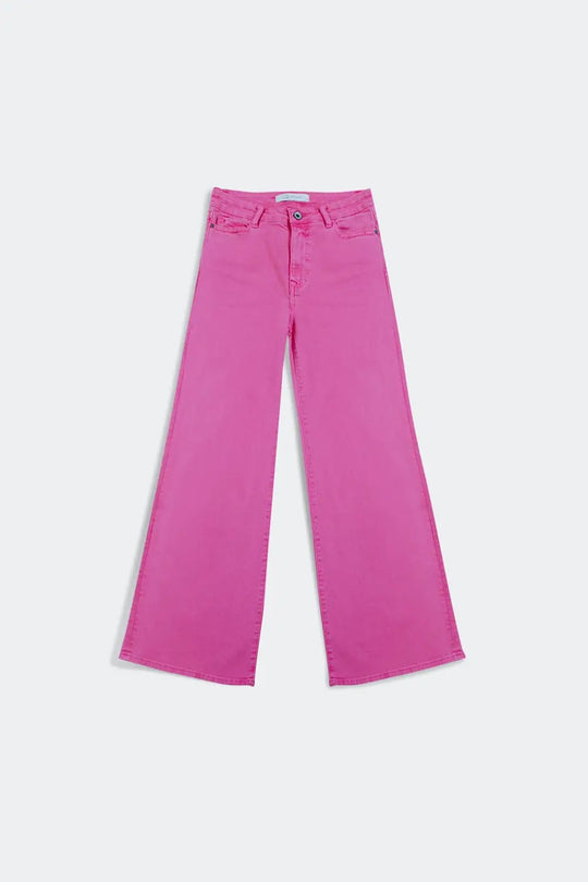Cotton blend wide leg jeans in pink - Colored Jeans