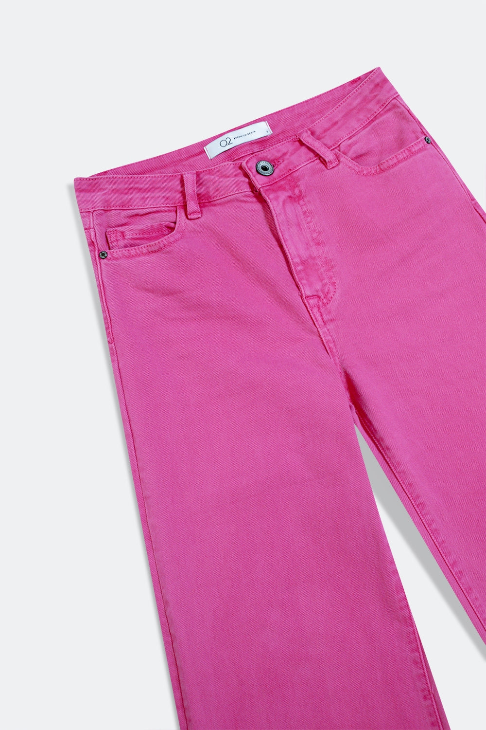 Cotton blend wide leg jeans in pink