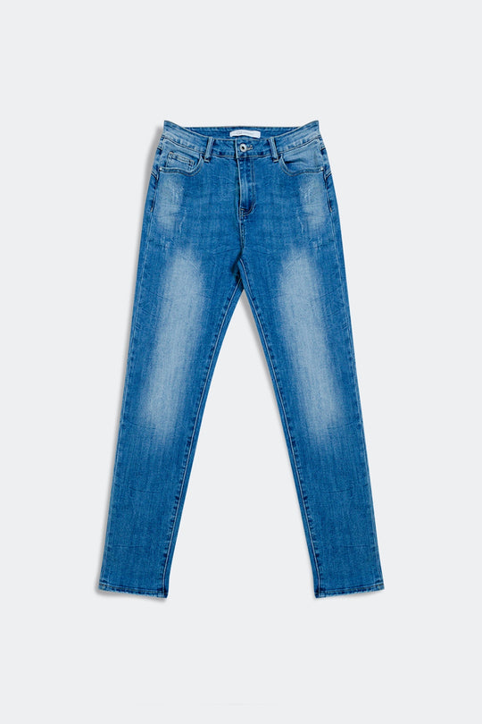 High rise cigarette jeans in midwash