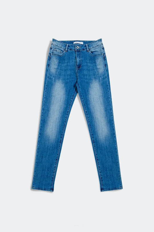 High rise cigarette jeans in midwash