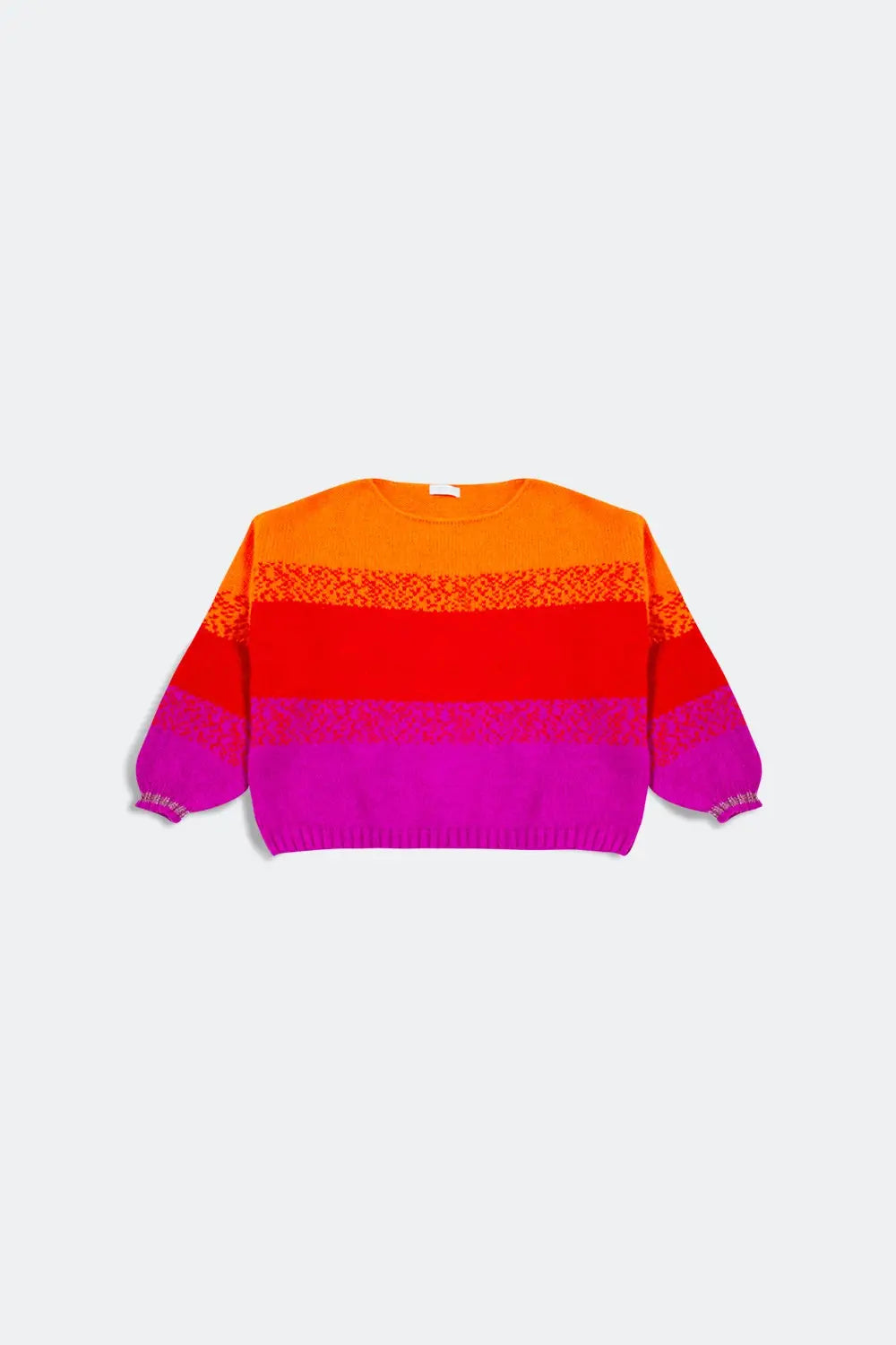 Orange knitted sweater with mélange stripes - ORANGE / ONE - Sweaters