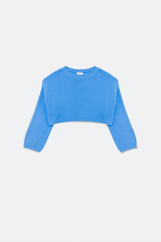 Fluffy cropped jumper in blue