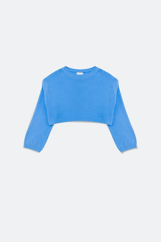 Fluffy cropped jumper in blue - Sweaters