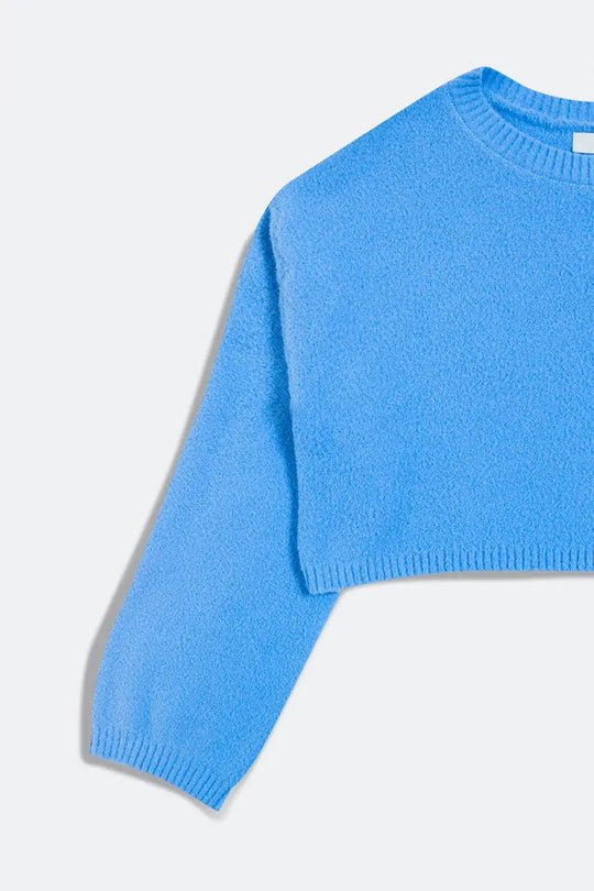 Fluffy cropped jumper in blue - Sweaters