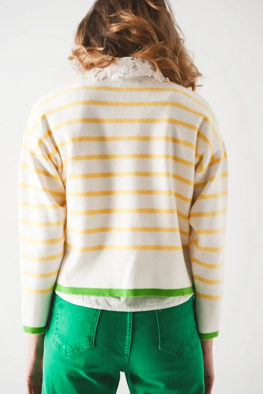 Stripe sweater in yellow &amp; white - Sweaters