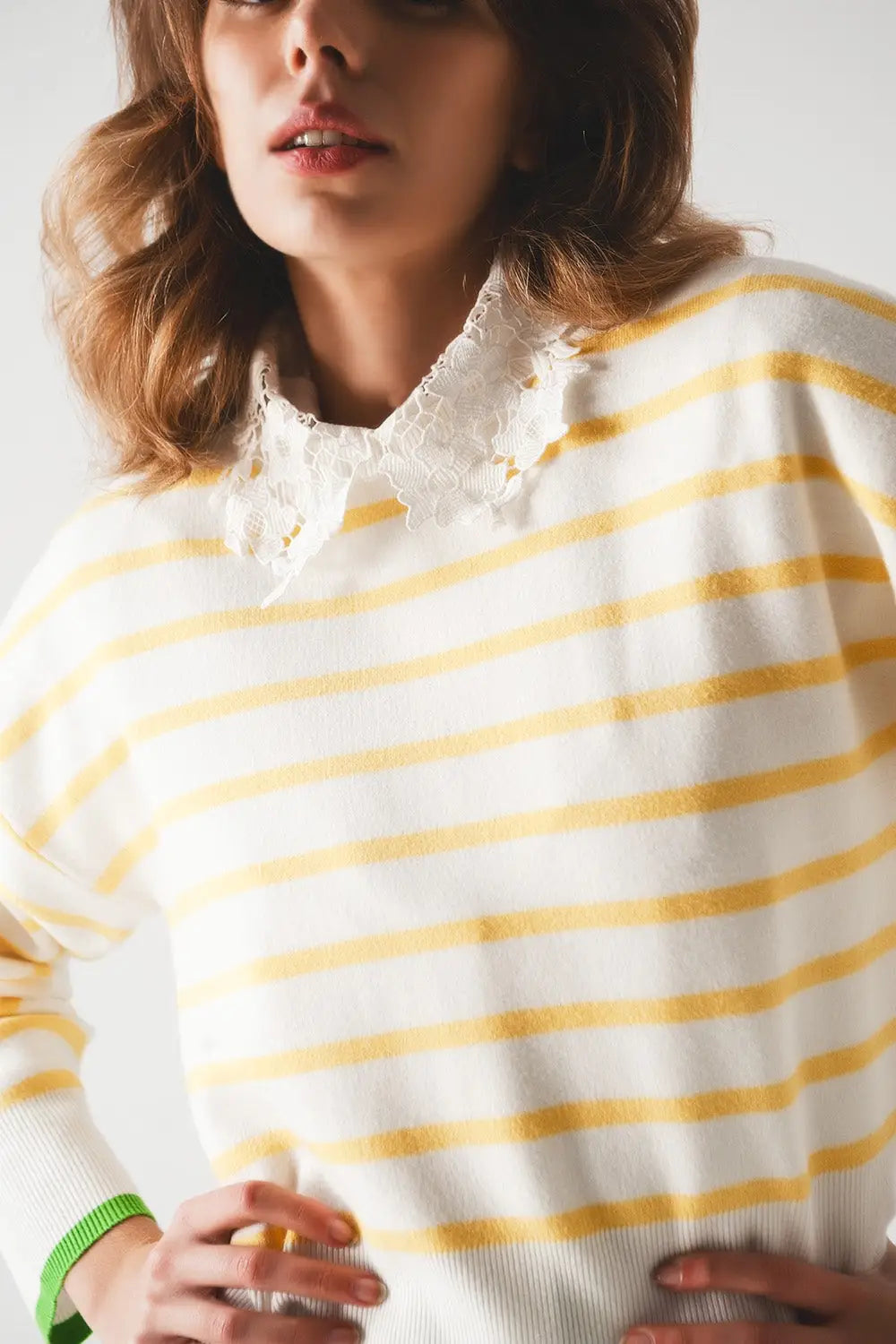 Stripe sweater in yellow &amp; white - Sweaters