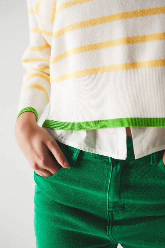 Stripe sweater in yellow &amp; white - Sweaters