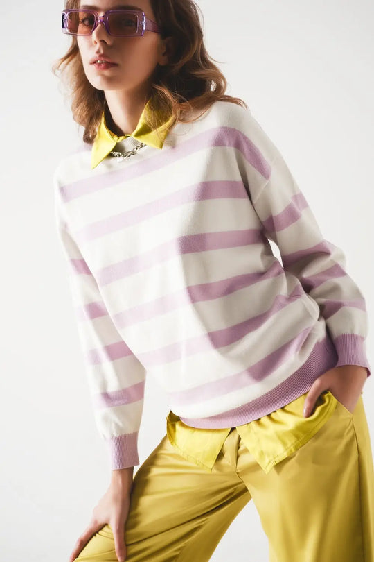 Long purple striped sweater - Sweaters