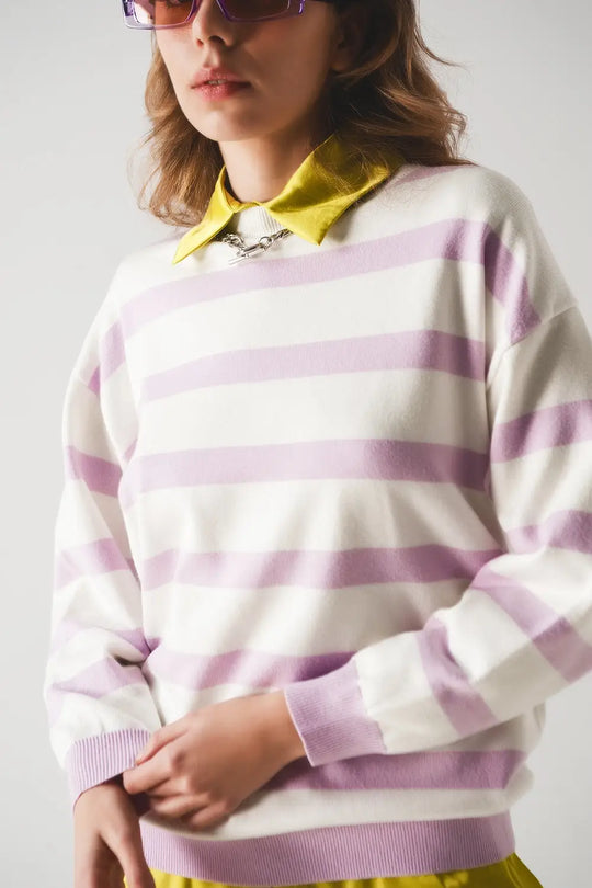 Long purple striped sweater - Sweaters