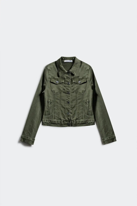 Slim denim trucker jacket in khaki - Jackets