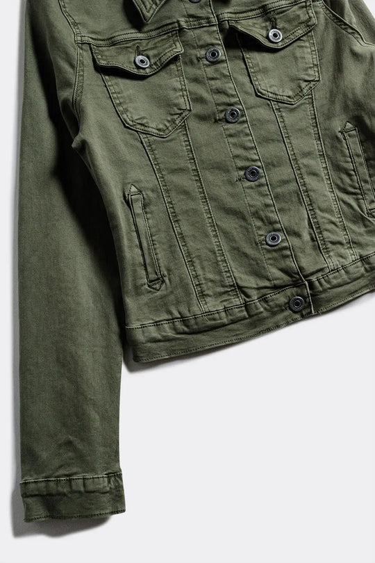 Slim denim trucker jacket in khaki - Jackets