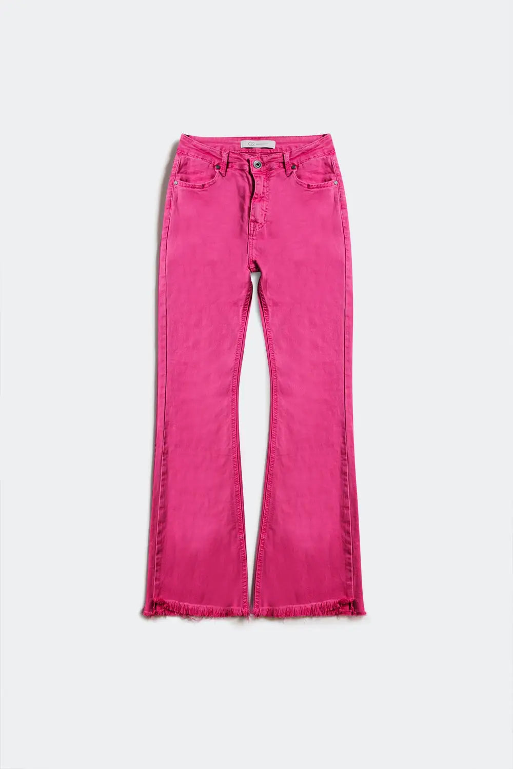 Flare jeans with raw hem edge in fuchsia - Colored Jeans