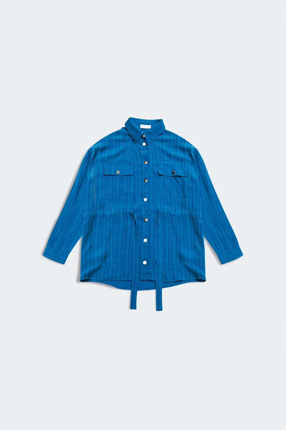 Tie waist long sleeve shirt in blue - Shirts