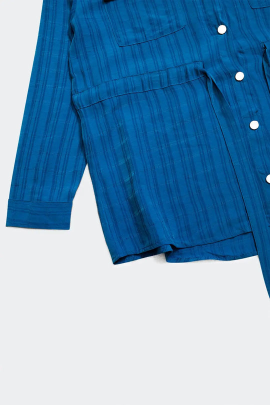 Tie waist long sleeve shirt in blue - Shirts