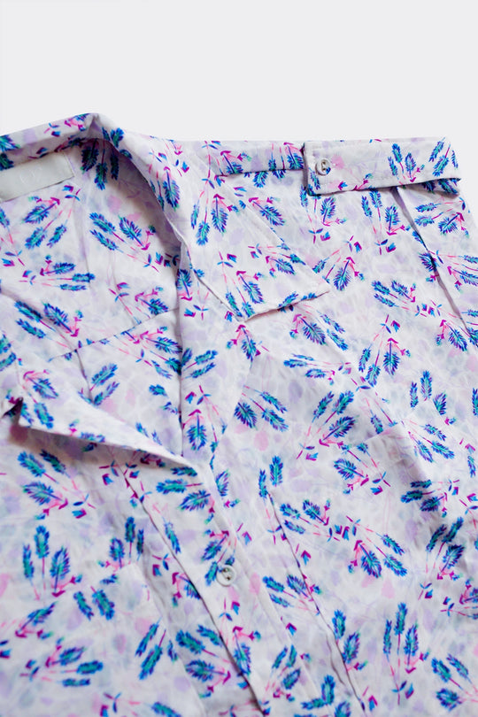 Purple blouse with pockets and floral print