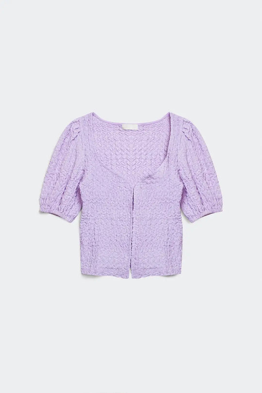 Top with balloon sleeves and hook and eye closure in lila - Tops