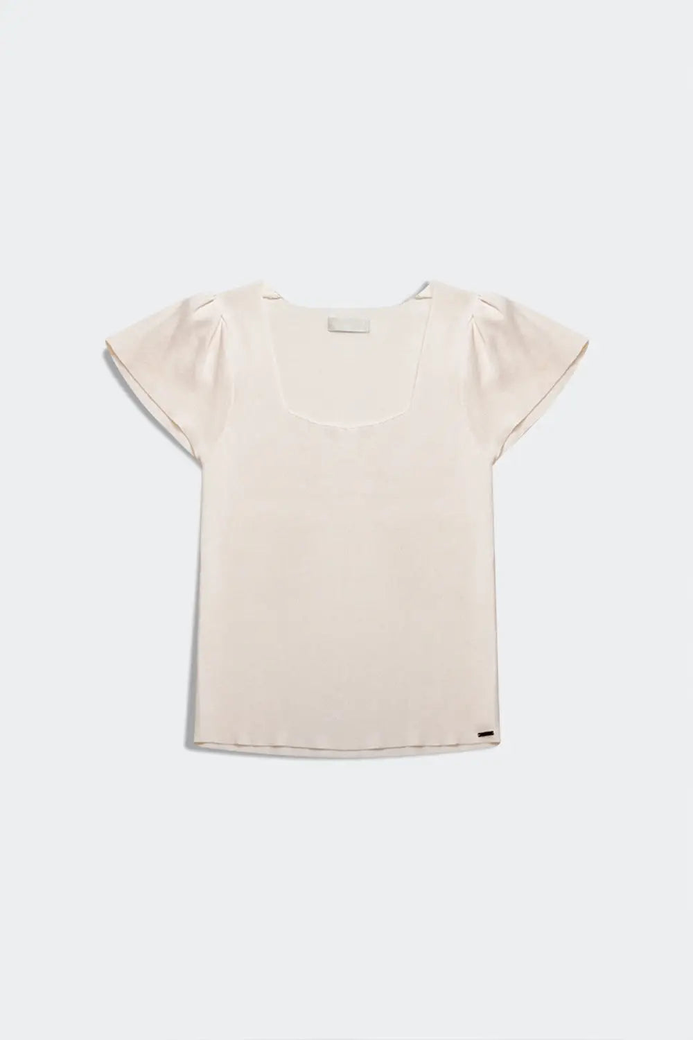 square neck puff sleeve sweater in cream - Sweaters