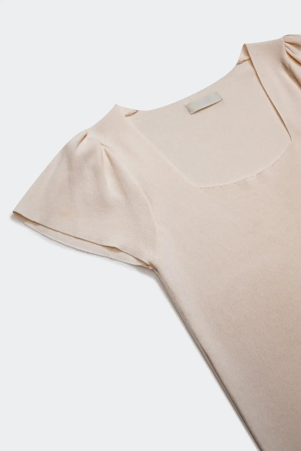 square neck puff sleeve sweater in cream - Sweaters