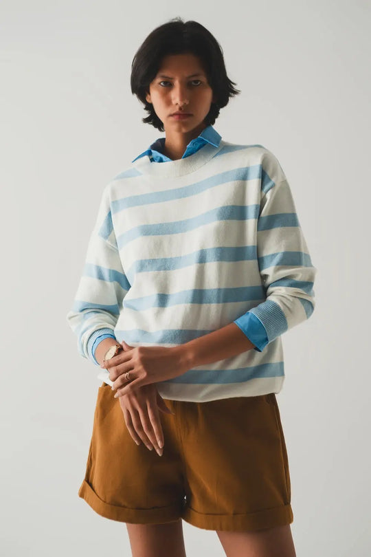 Long blue striped sweater - Sweaters