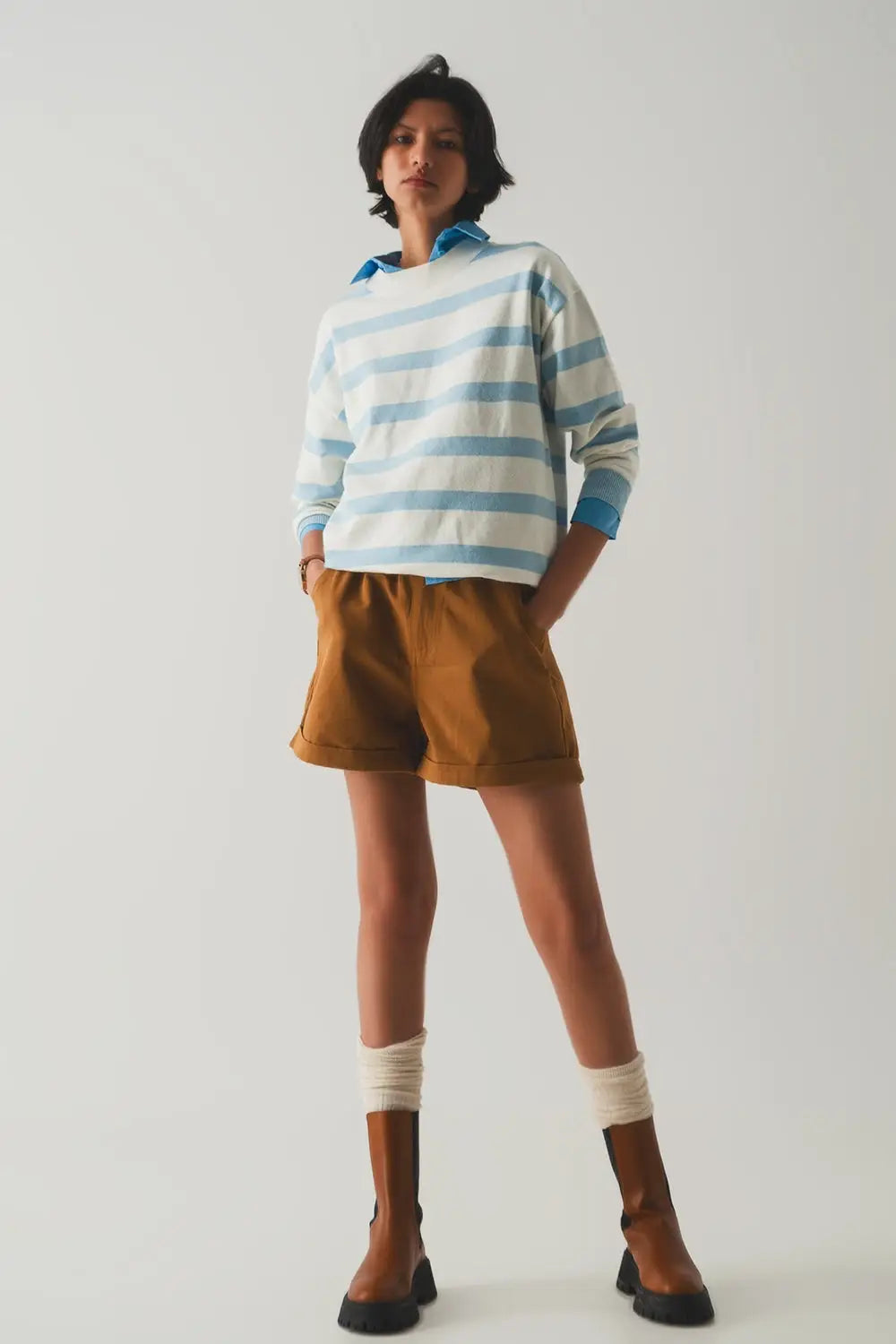Long blue striped sweater - Sweaters