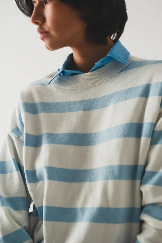 Long blue striped sweater - Sweaters