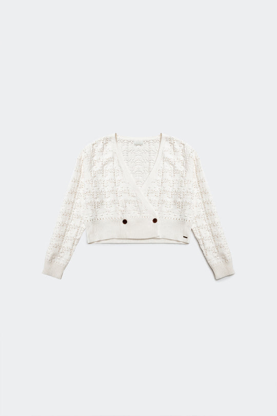 Pointelle knitted cardi in cream