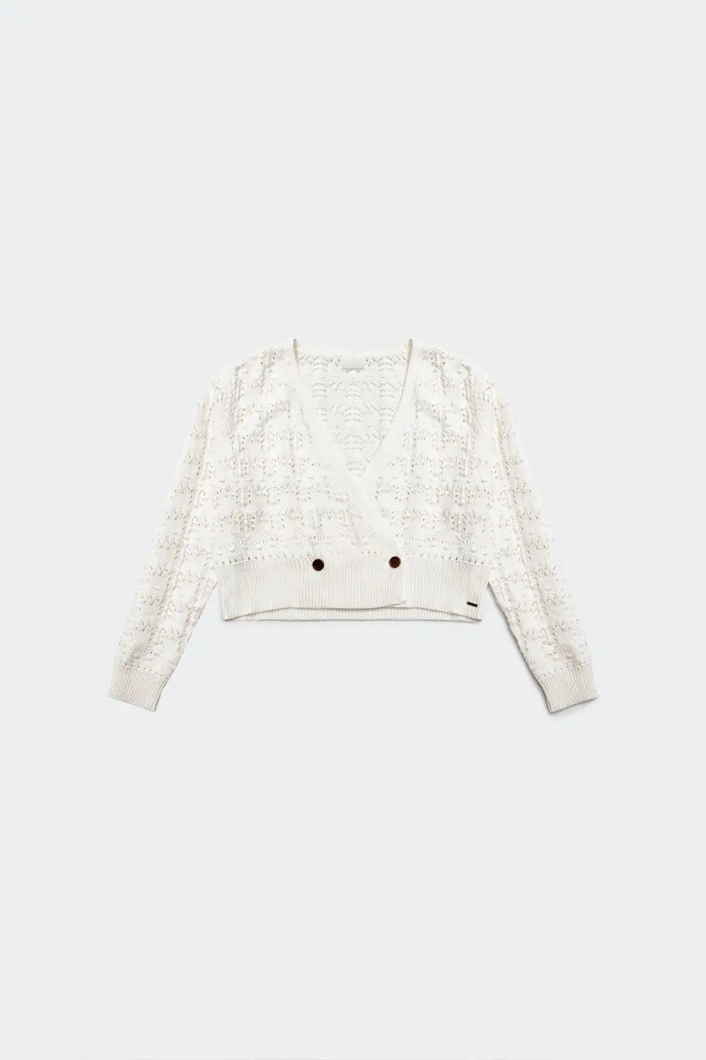 Pointelle knitted cardi in cream - Cardigans