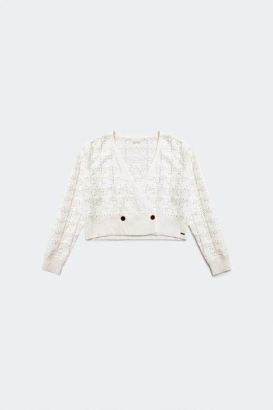 Pointelle knitted cardi in cream - Cardigans