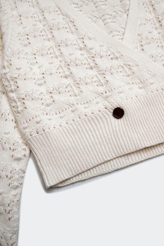 Pointelle knitted cardi in cream
