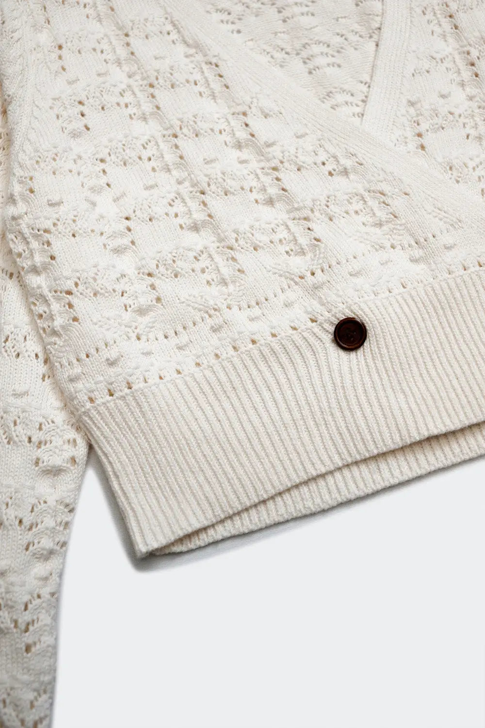Pointelle knitted cardi in cream - Cardigans