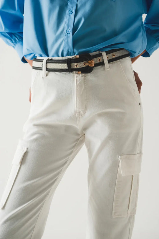 Relaxed cargo pants in white - Colored Jeans