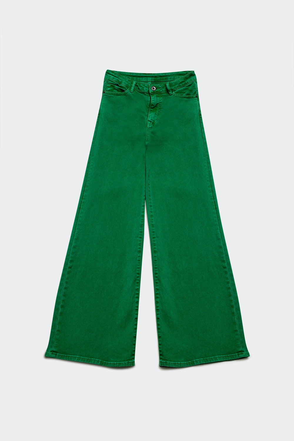 Cotton blend wide leg jeans in green