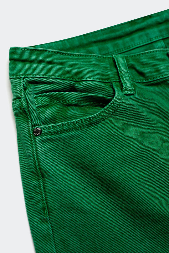Cotton blend wide leg jeans in green