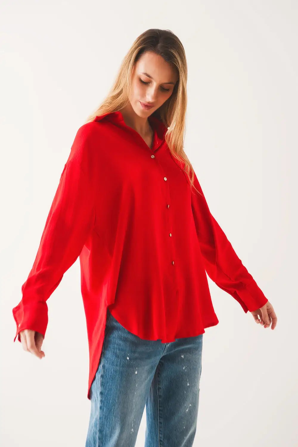 Pocket detail oversized shirt in red - RED / ONE - Shirts