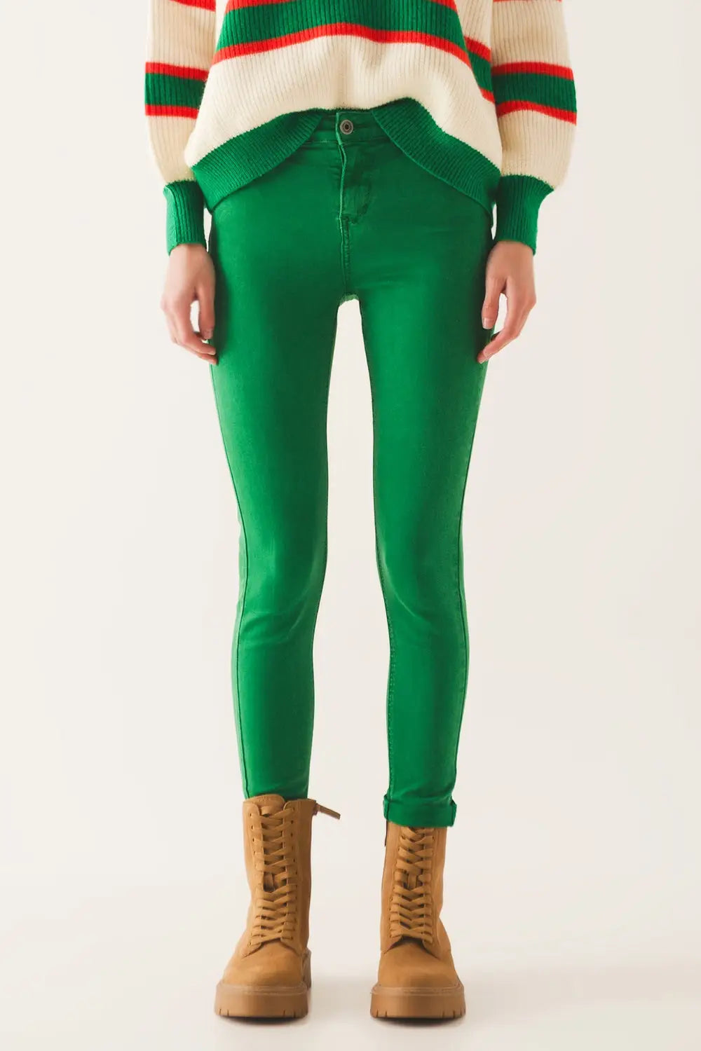 High waisted skinny jeans in green - Colored Jeans