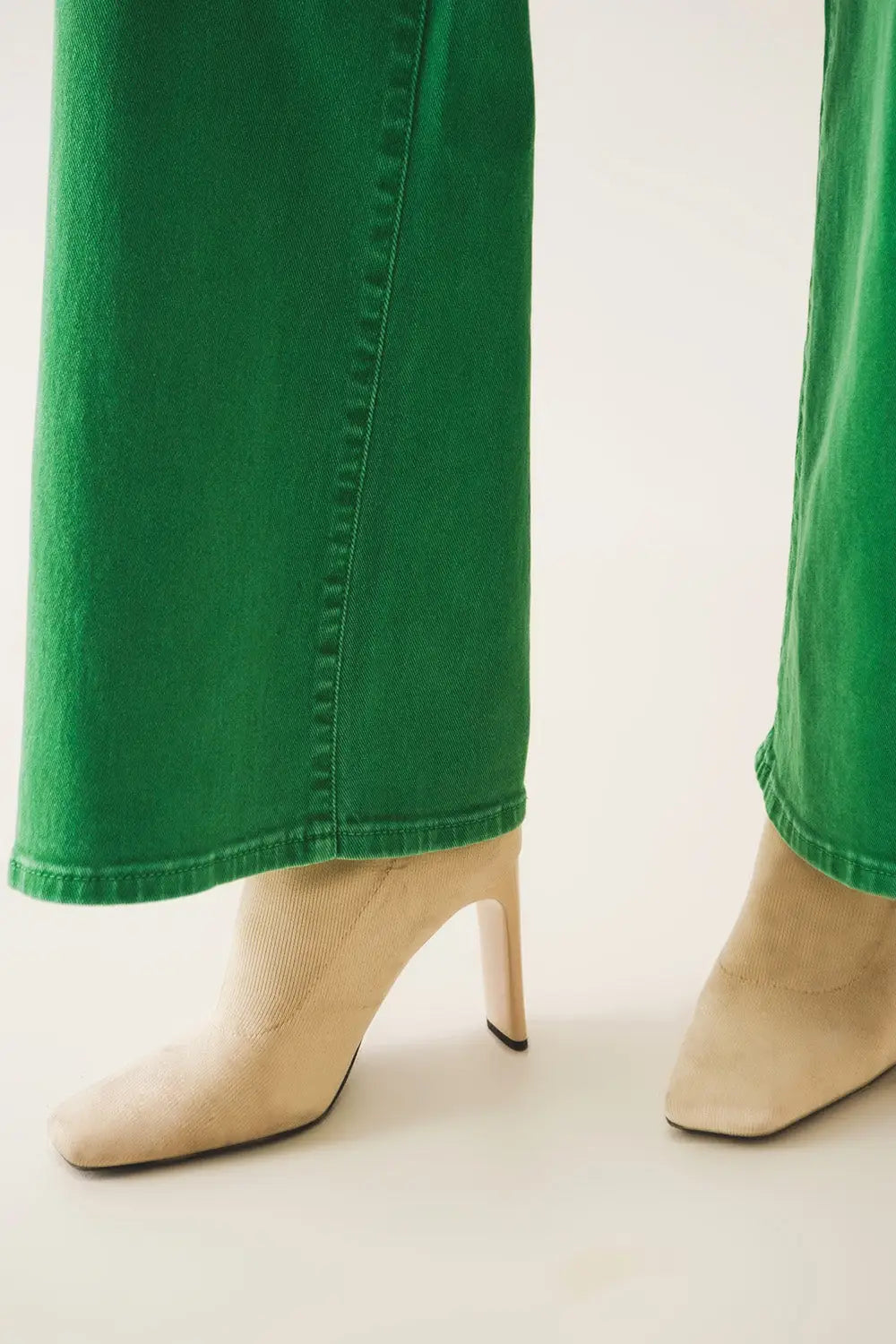 Cotton blend wide leg jeans in green - Colored Jeans