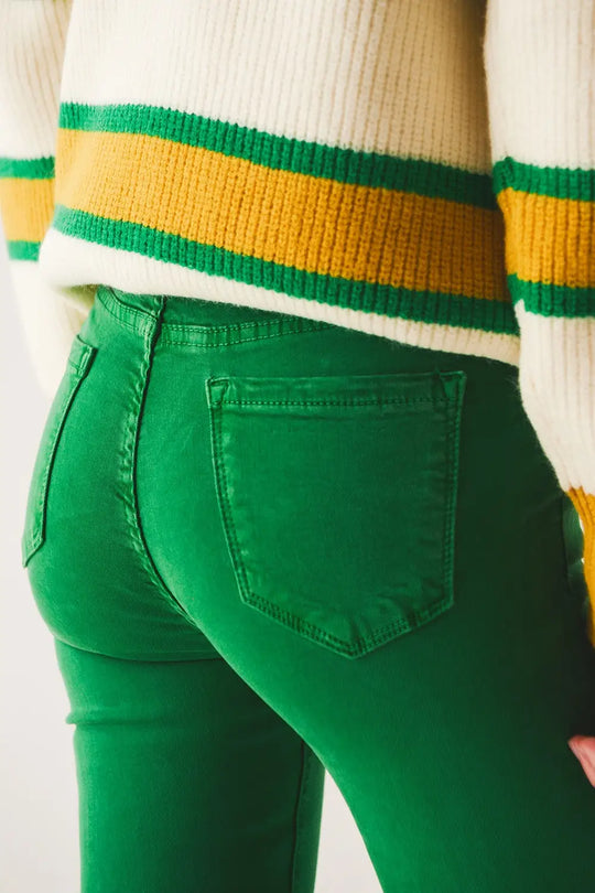 Flare jeans with raw hem edge in bright green - Colored Jeans