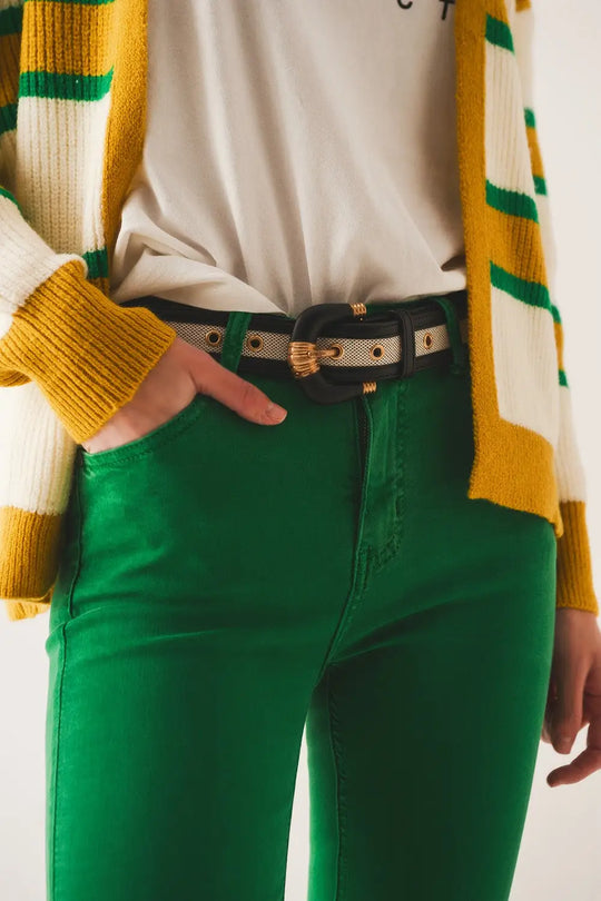 Flare jeans with raw hem edge in bright green - Colored Jeans