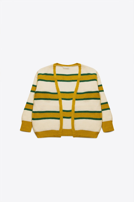 Open front cardi in yellow stripe