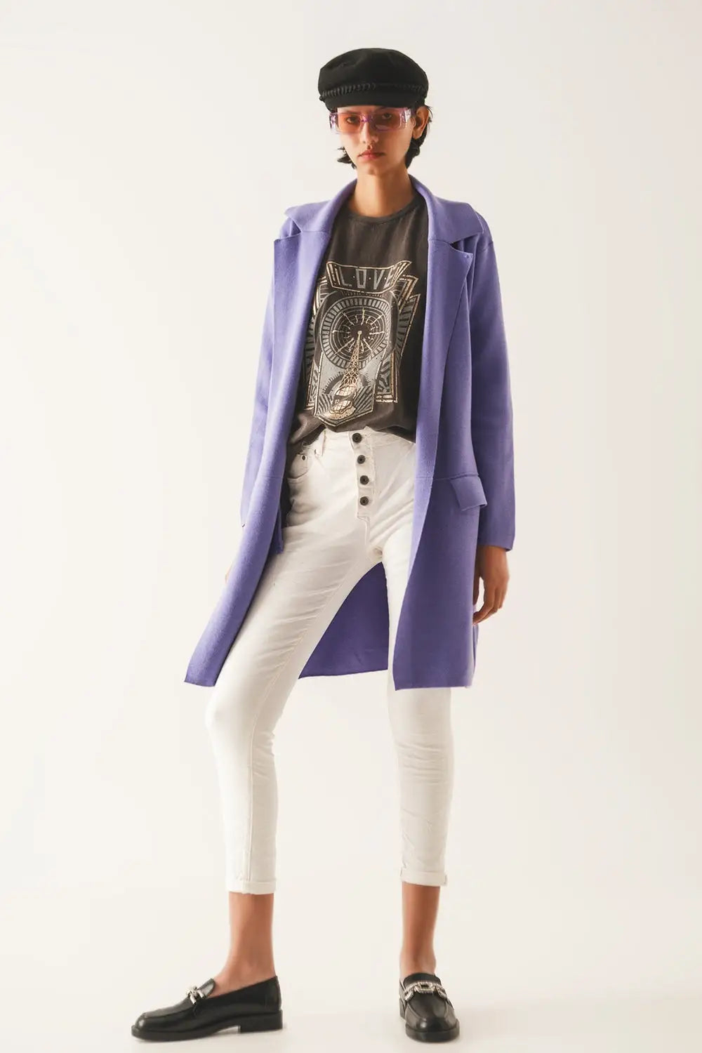 Exposed buttons skinny jeans in cream - Colored Jeans