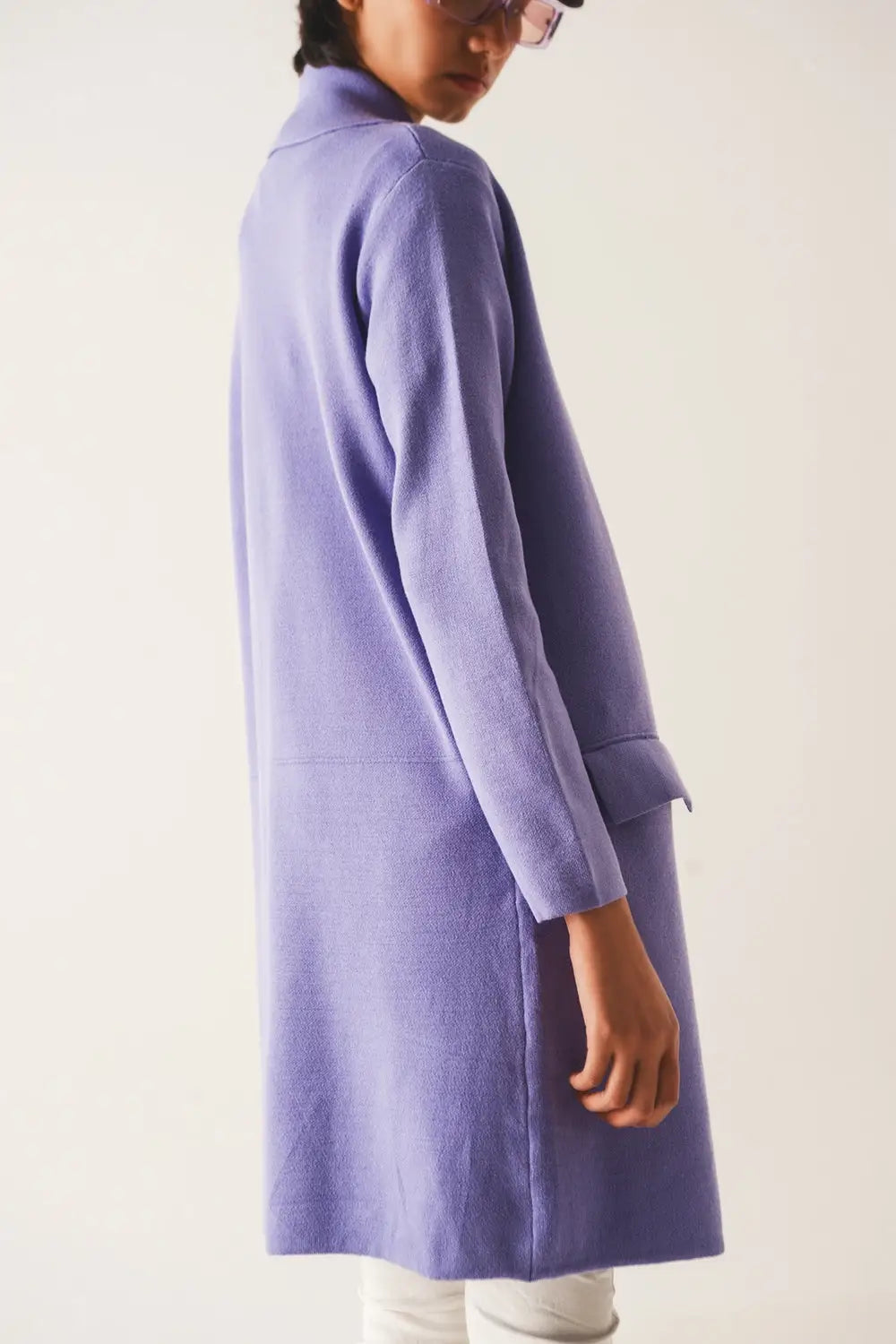 Oversized collar maxi cardigan in purple - PURPLE / ONE - Cardigans