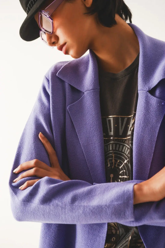 Oversized collar maxi cardigan in purple - PURPLE / ONE - Cardigans