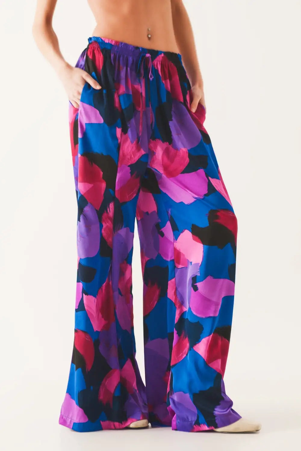 Wide leg pants in purple floral - Pants