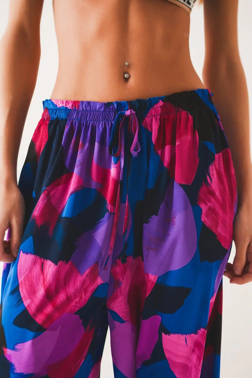 Wide leg pants in purple floral - Pants