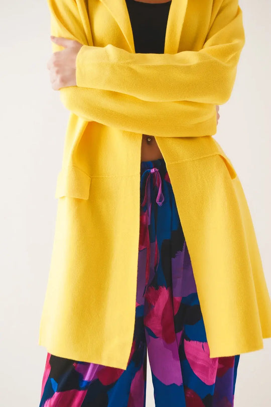 Oversized collar maxi cardigan in yellow - YELLOW / ONE - Cardigans