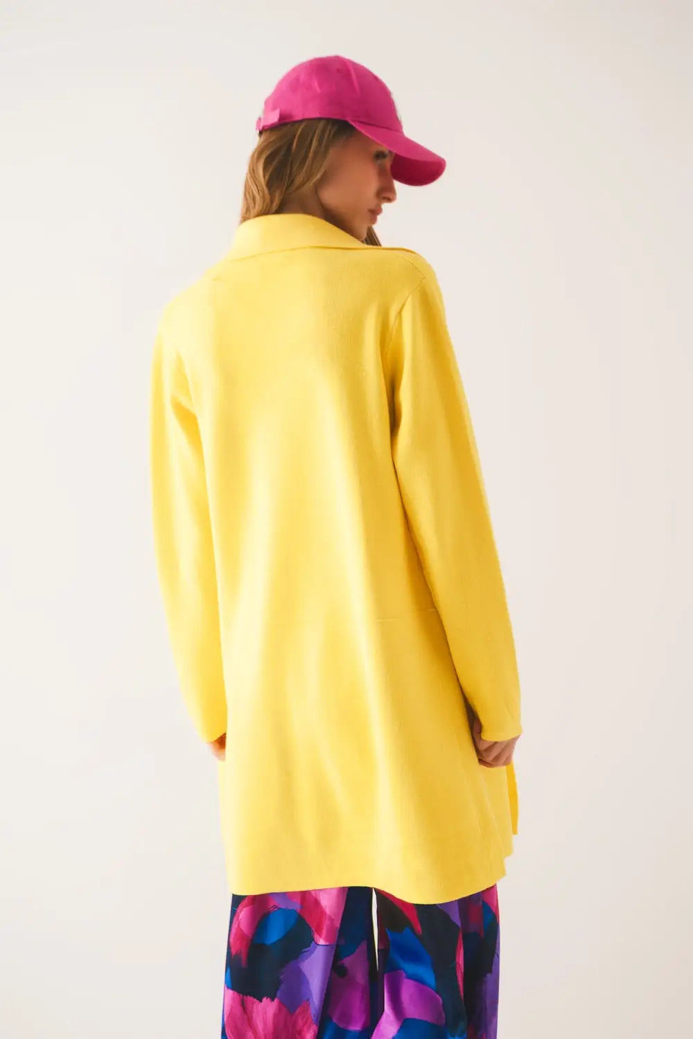 Oversized collar maxi cardigan in yellow - YELLOW / ONE - Cardigans