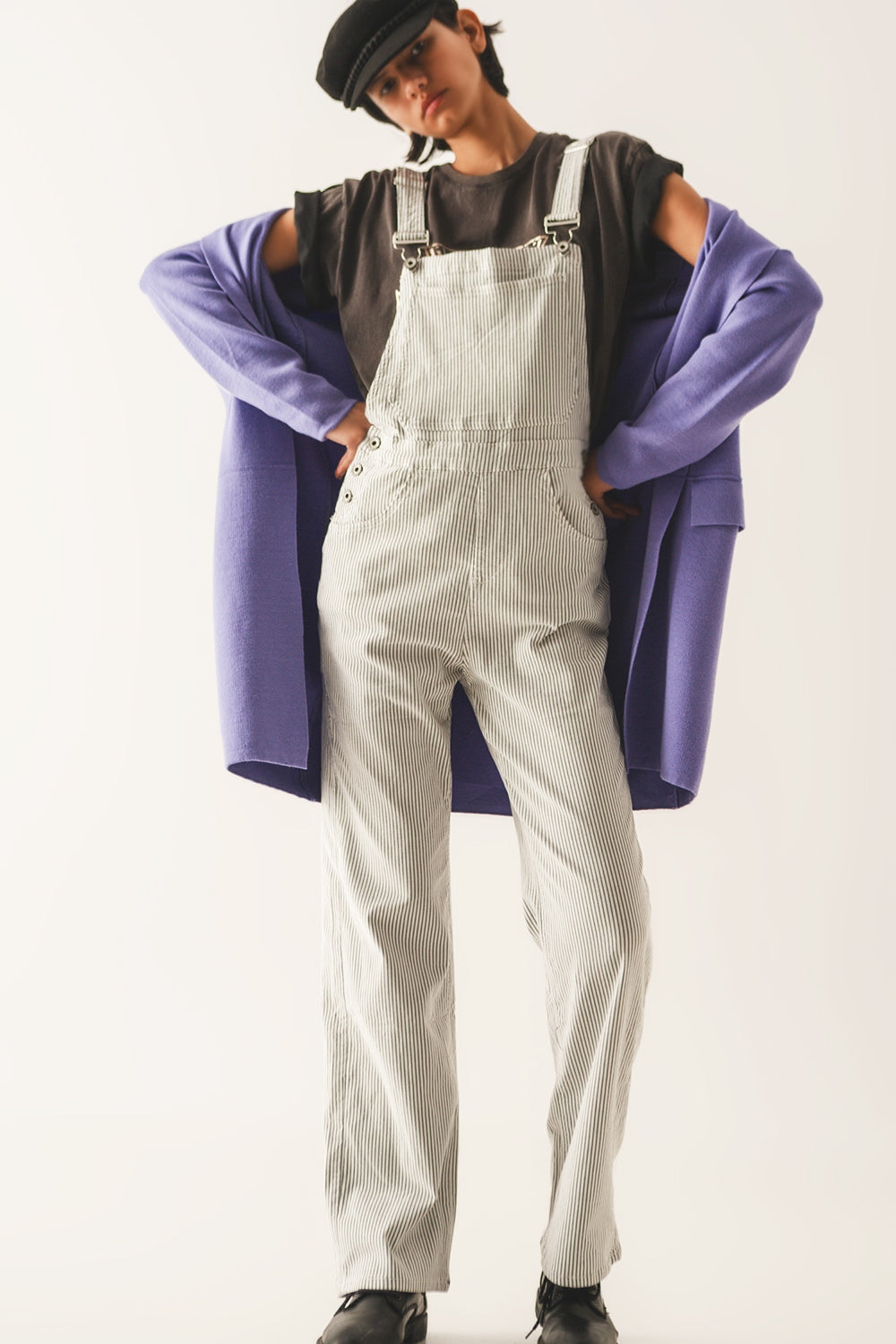 Salopette jumpsuit in grey stripes