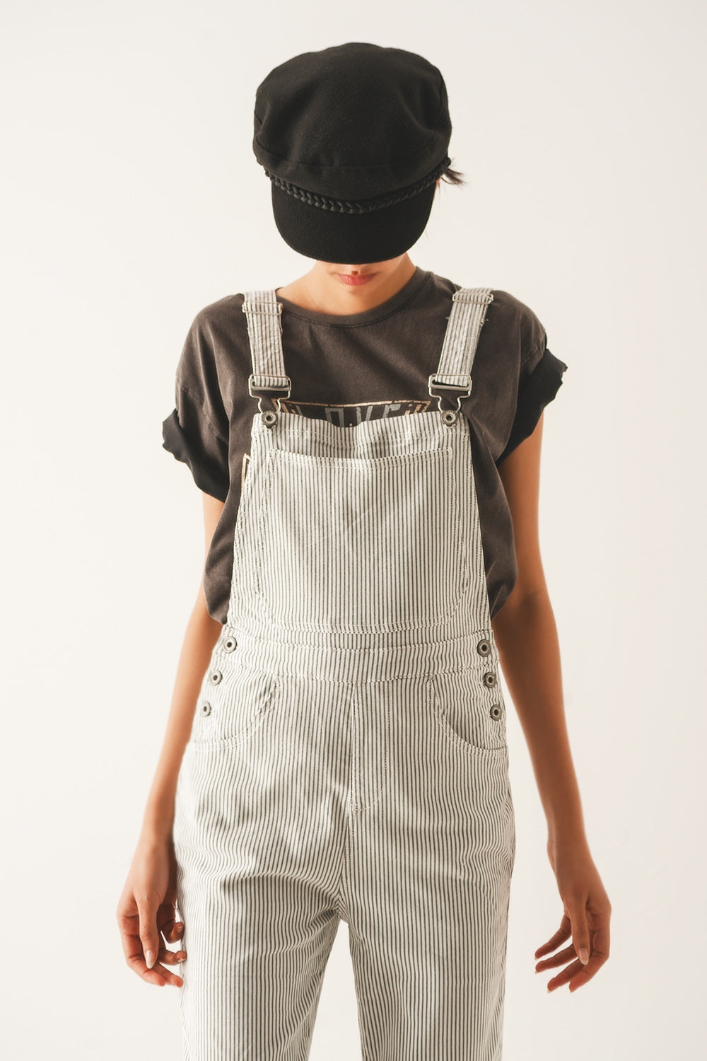 Salopette jumpsuit in grey stripes