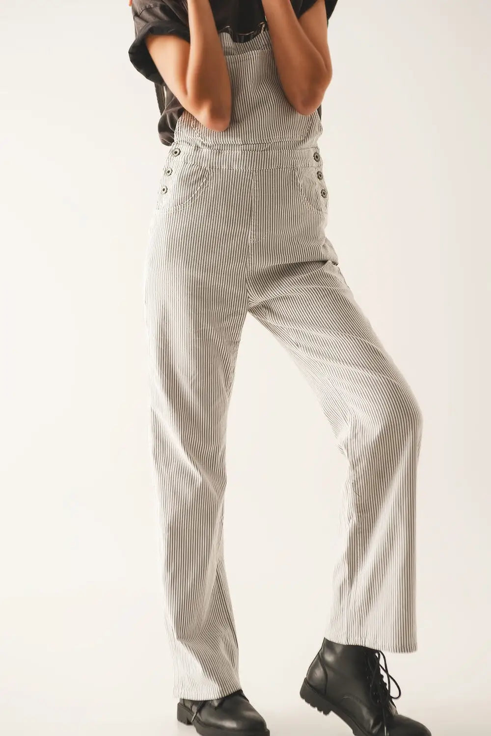 Salopette jumpsuit in grey stripes - Jumpsuits